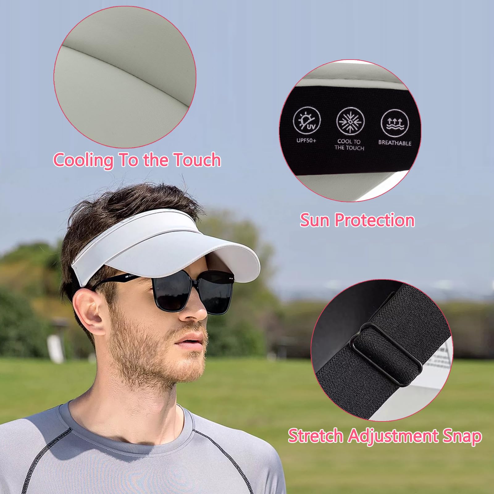 UPF 50+ Sun Protection Visor Hats for Women & Men - Adjustable Wide Brim Sports Cap for Golf, Running, Hiking & Outdoor Activities - Lightweight Breathable Sun Hat for UV Protection