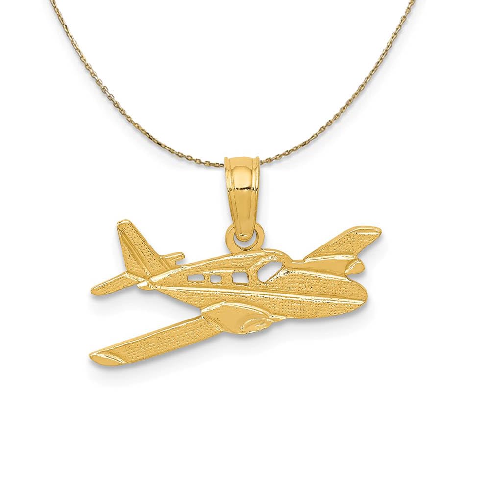 14K Yellow Gold Cessna Airplane Pendant Necklace for Women - Elegant Aviation Jewelry Gift for Pilots, Flight Attendants & Travel Lovers (Perfect for Birthdays, Anniversaries & Special Occasions)