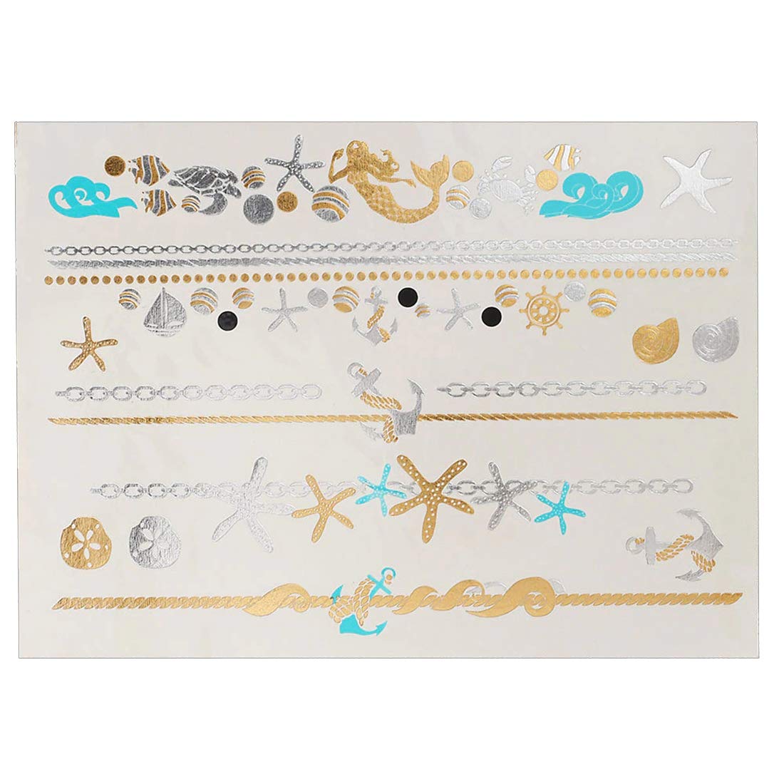S.A.V.I 3D Temporary Tattoo Stickers - Golden & Silver Metallic Peacock Feather Design for Wrist & Arm - 21x15cm (1 Piece) - Perfect for Parties, Festivals, Cosplay & Body Art