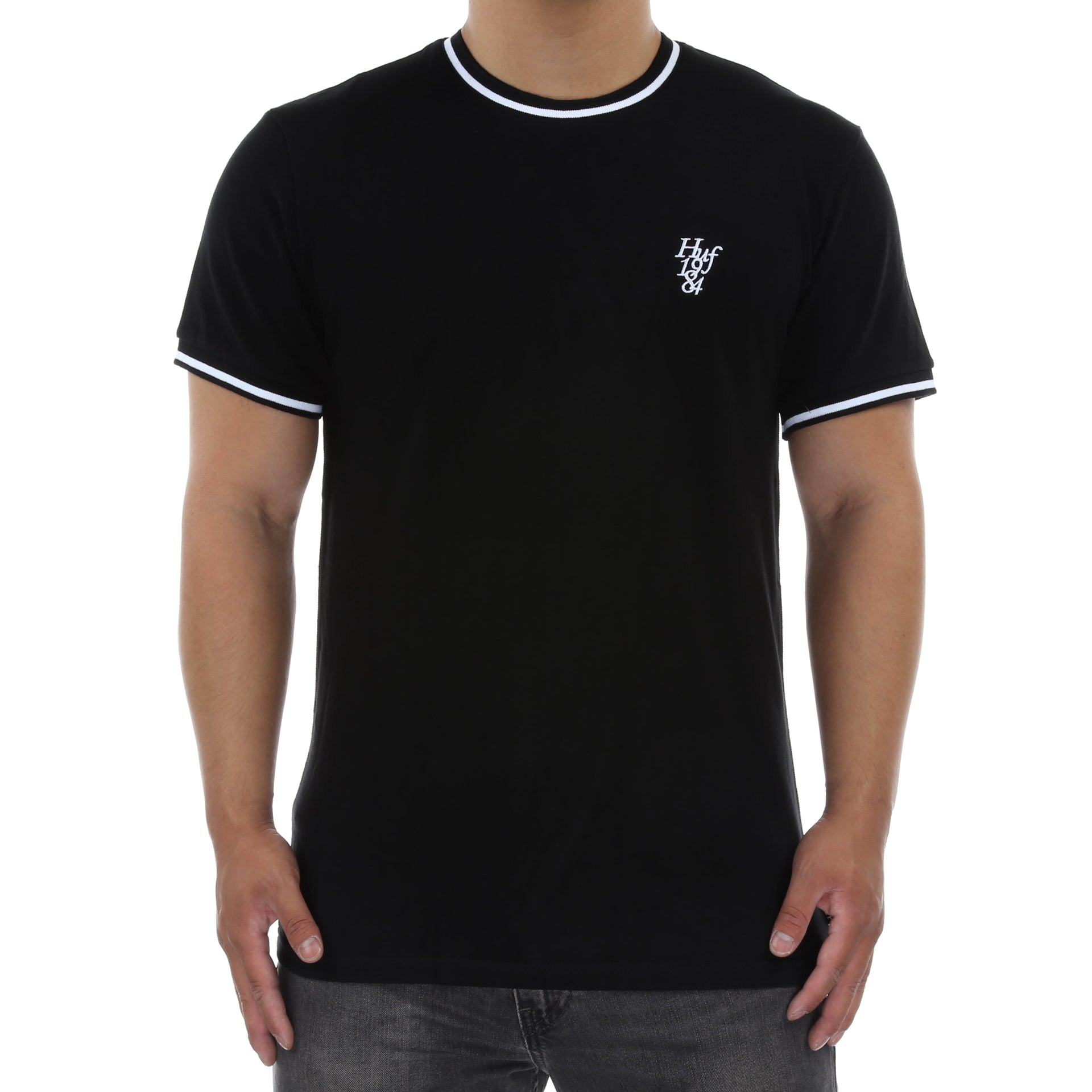 Huf Country Club Pique Crew Tee - Black Cotton T-Shirt for Men | Casual Streetwear & Skate Style | Perfect for Everyday Wear, Skateboarding, and Urban Fashion