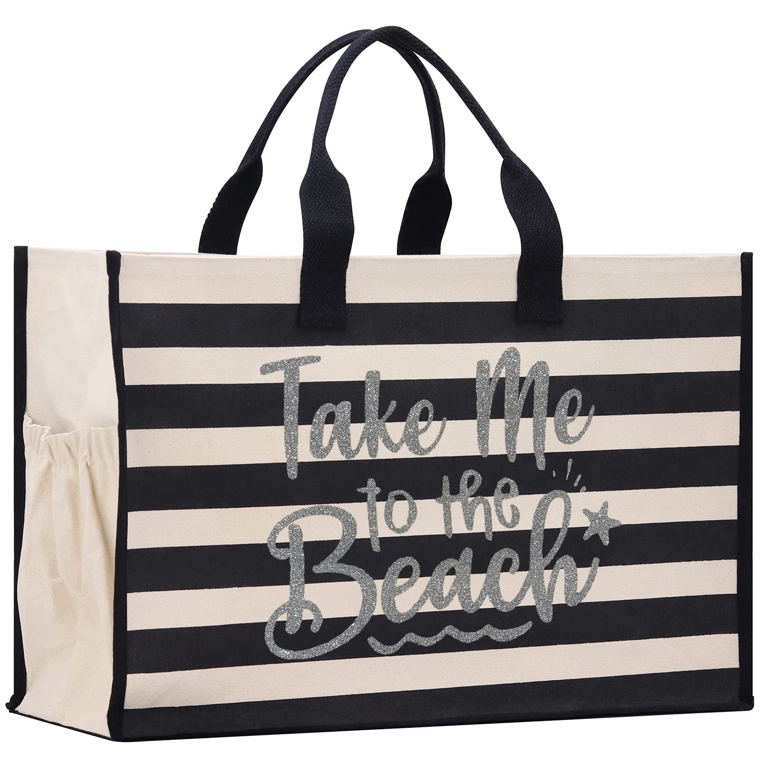 Vanessa Rosella XL Beach Tote Bag - Cotton Canvas Zippered Cabana Tote with Pockets for Pool, Travel & Picnic
