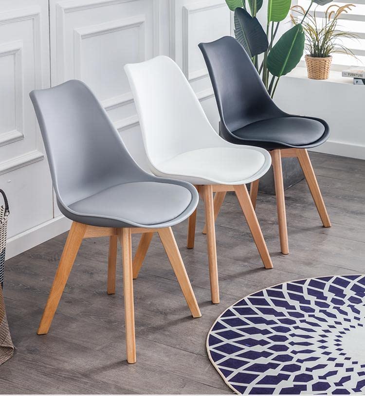 4-Piece Scandinavian Modern Dining Chair Set with PU Cushions - Mid-Century Shell Accent Chairs for Living Room, Bedroom & Kitchen (Gray) - Perfect for Small Spaces & Contemporary Home Decor