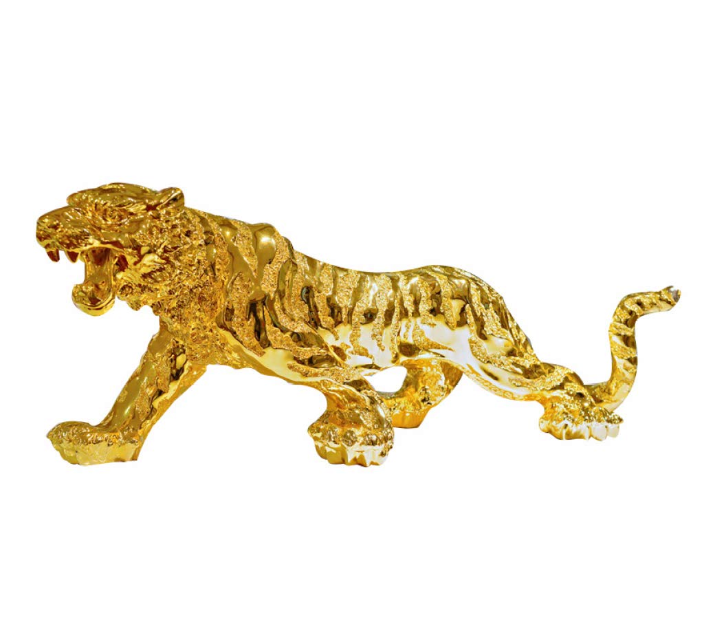 JLDN Tiger Statues - Resin Sculptures for Home & Office Decor, Gold Wealth Attracting Lucky Figurines - Perfect for Living Room, Workspace, Car Dashboard & Desktop Feng Shui Decorations