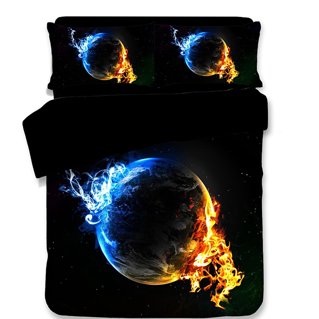 Ailancos Planet Series 3-Piece Duvet Cover Set - Cartoon Anime King Design Kids Bedding | Soft Quilt Cover for Boys & Girls | Perfect for Bedrooms, Dorms & Sleepovers