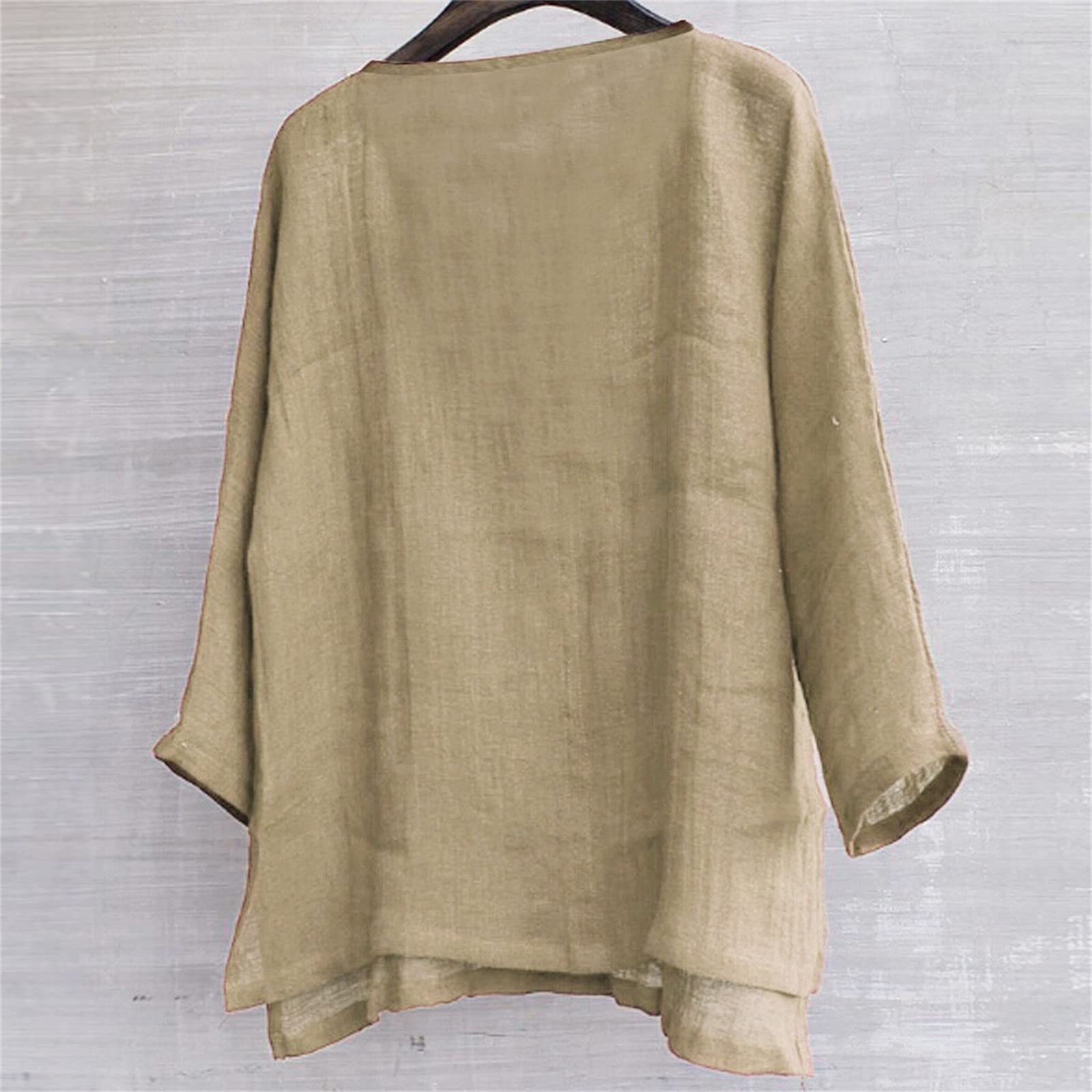 Men's Long Sleeve Henley Shirt - 100% Cotton Linen Blend, Relaxed Fit V-Neck Tops for Beach, Yoga & Casual Wear | Breathable Hippie Style Cool Tee for Everyday Comfort