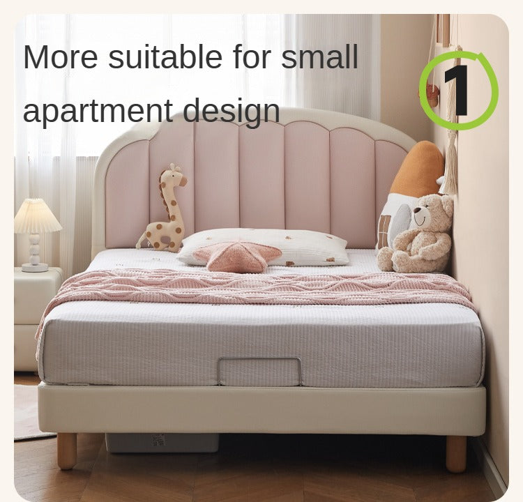 Organic Leather Kids Cream-Colored Soft Bed - Cozy & Stylish Nursery Essential for Toddlers & Infants | Perfect for Bedrooms, Daycare & Playrooms