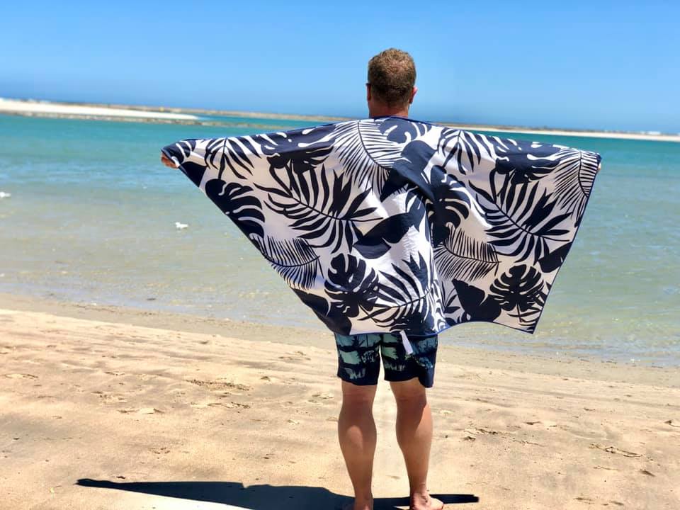 Premium Oahu Large Beach Towel with Pouch - 100% Cotton, Quick-Dry, Oversized 40