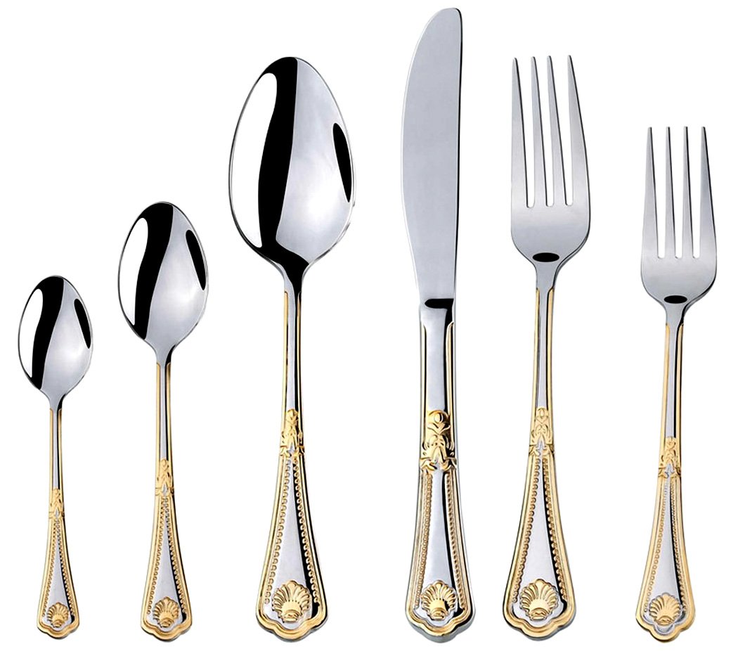 75-Piece Luxury Flatware Set for 12 with Storage Case - 24K Gold Plated Premium Dining Cutlery - 18/10 Surgical Stainless Steel Silverware Set - Elegant Hostess Serving Set in Wooden Chest - Perfect for Weddings, Dinner Parties, and Formal Gatherings