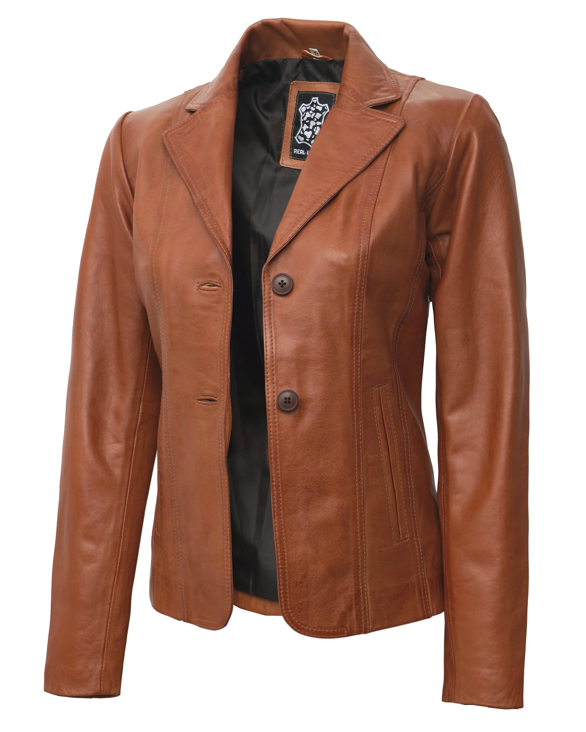 Decrum Women's Casual Stylish Leather Blazer Jacket - Fashionable Faux Leather Coat for Office, Party & Everyday Wear