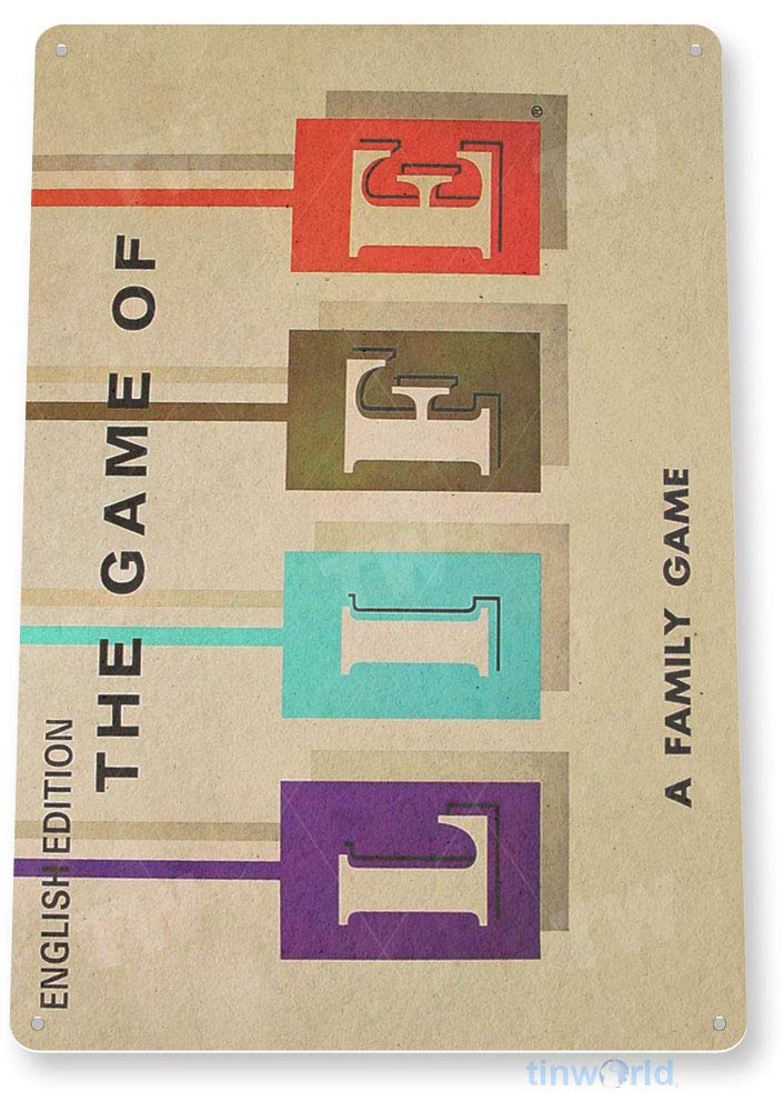 Tinworld TIN Sign C300 - Classic Game of Life Board Game Metal Wall Decor - Perfect for Game Rooms, Man Caves & Retro Home Decor
