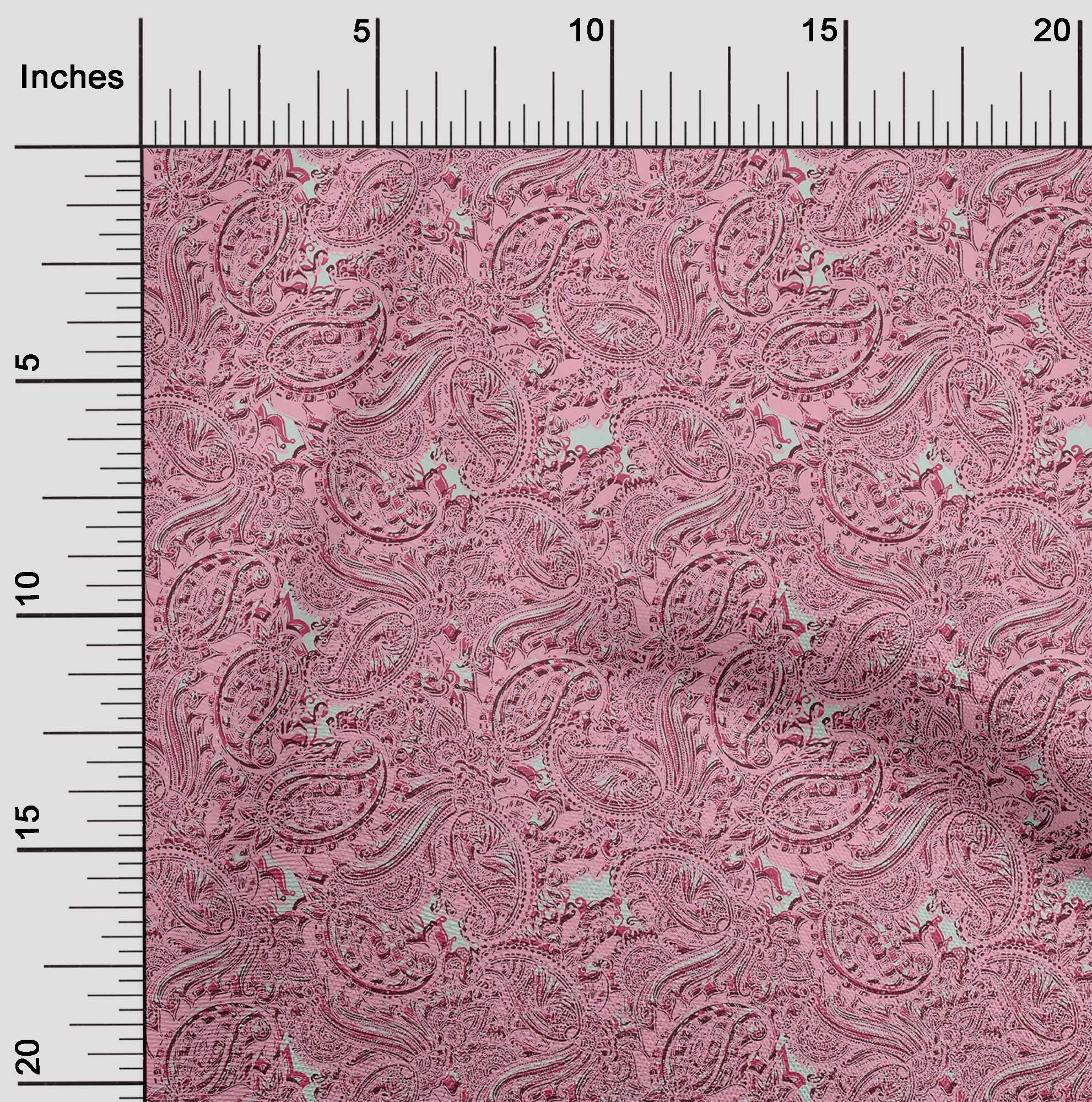 oneOone Cotton Poplin Pink Kalamkari Print Fabric by The Yard - 56 Inch Wide Dress Material for DIY Clothing, Home Decor & Crafts (674)