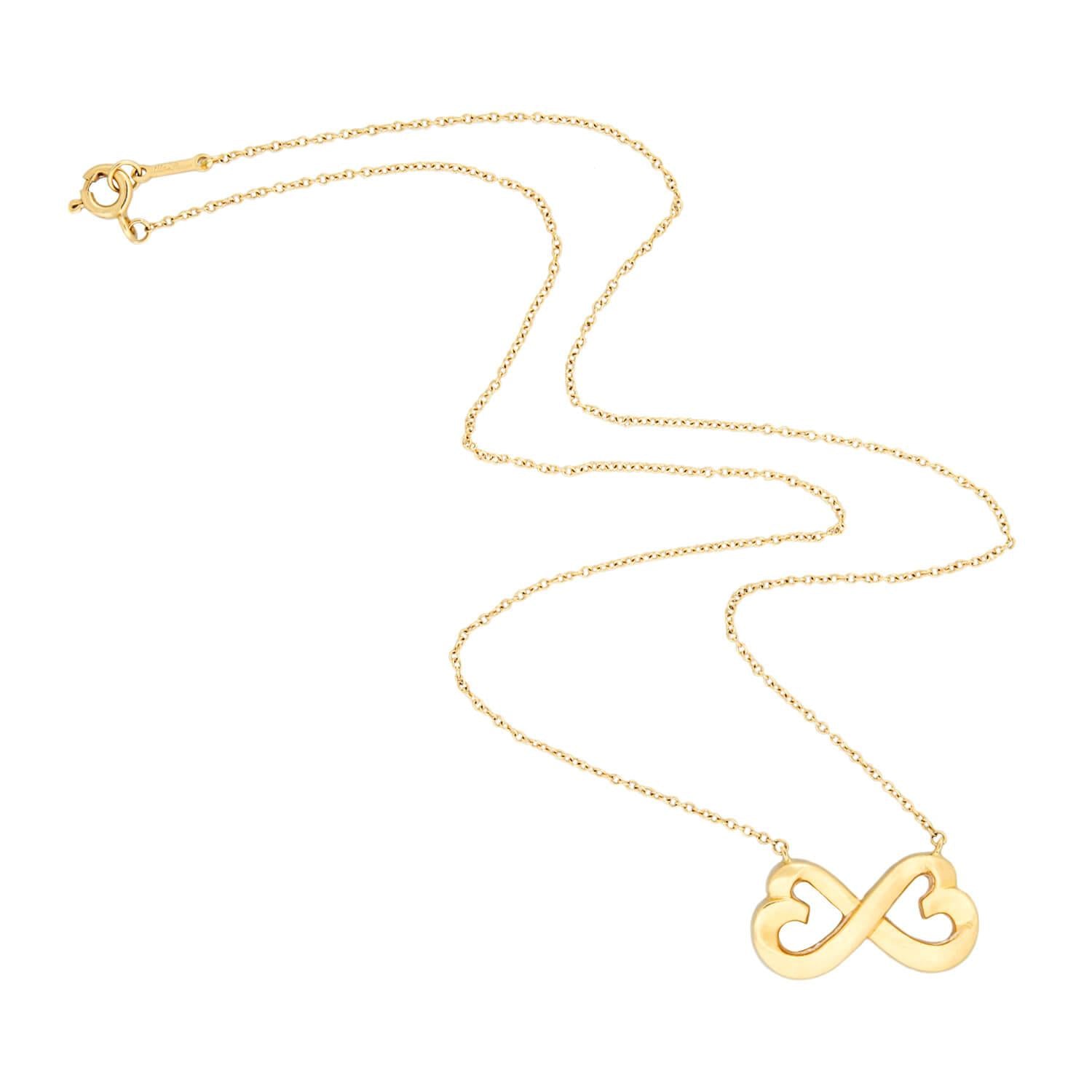 Vintage Tiffany & Co. 18k Gold Interlocking Hearts Necklace by Paloma Picasso - Elegant Jewelry Gift for Women, Perfect for Anniversaries & Romantic Occasions