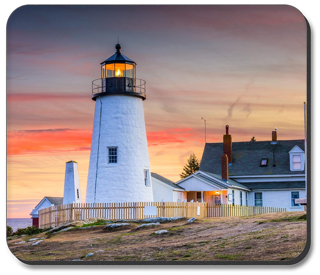 Art Plates Mouse Pad - Lighthouse at Sunset Painting for Computer Desk | Non-Slip Gaming Mousepad | Perfect for Office, Home, and Gaming Setup