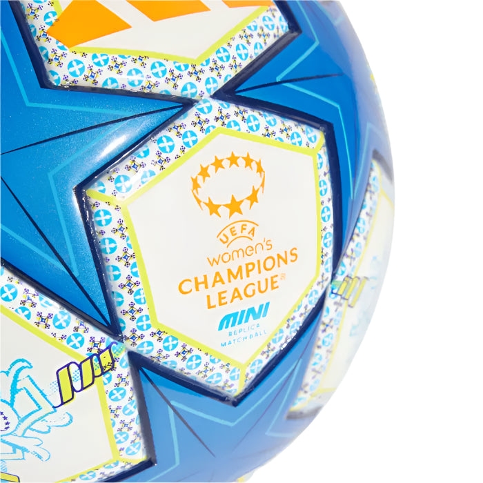 Adidas 24/25 WUCL Mini Soccer Ball - White/Orange/Night Sky/Pantone - Perfect for Training, Gifts & Youth Soccer Games