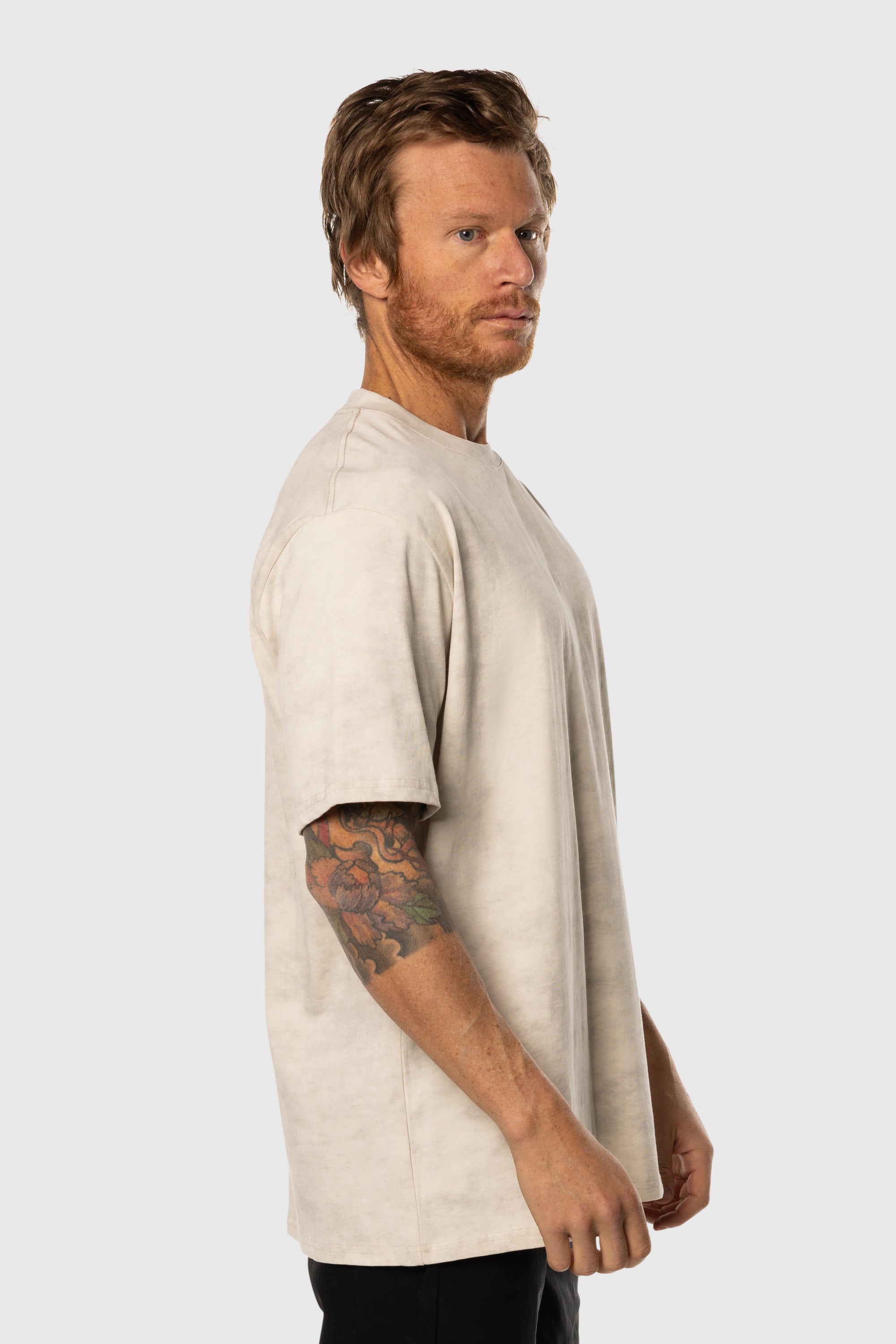 Oversized T-Shirt for Women - Soft Mineral Cream Cotton Tee - Loose Fit Casual Top for Everyday Wear, Lounge & Street Style