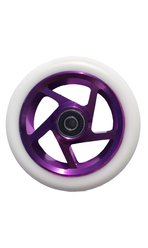Huoli SW46 120mm Star Scooter Wheels - White & Purple - High Performance for Freestyle Tricks & Skatepark Riding