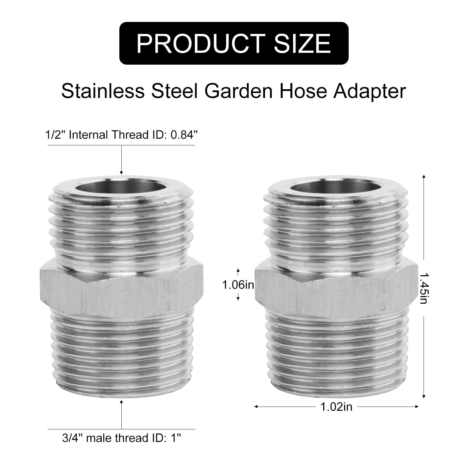 Premium Stainless Steel Garden Hose Adapter - 3/4