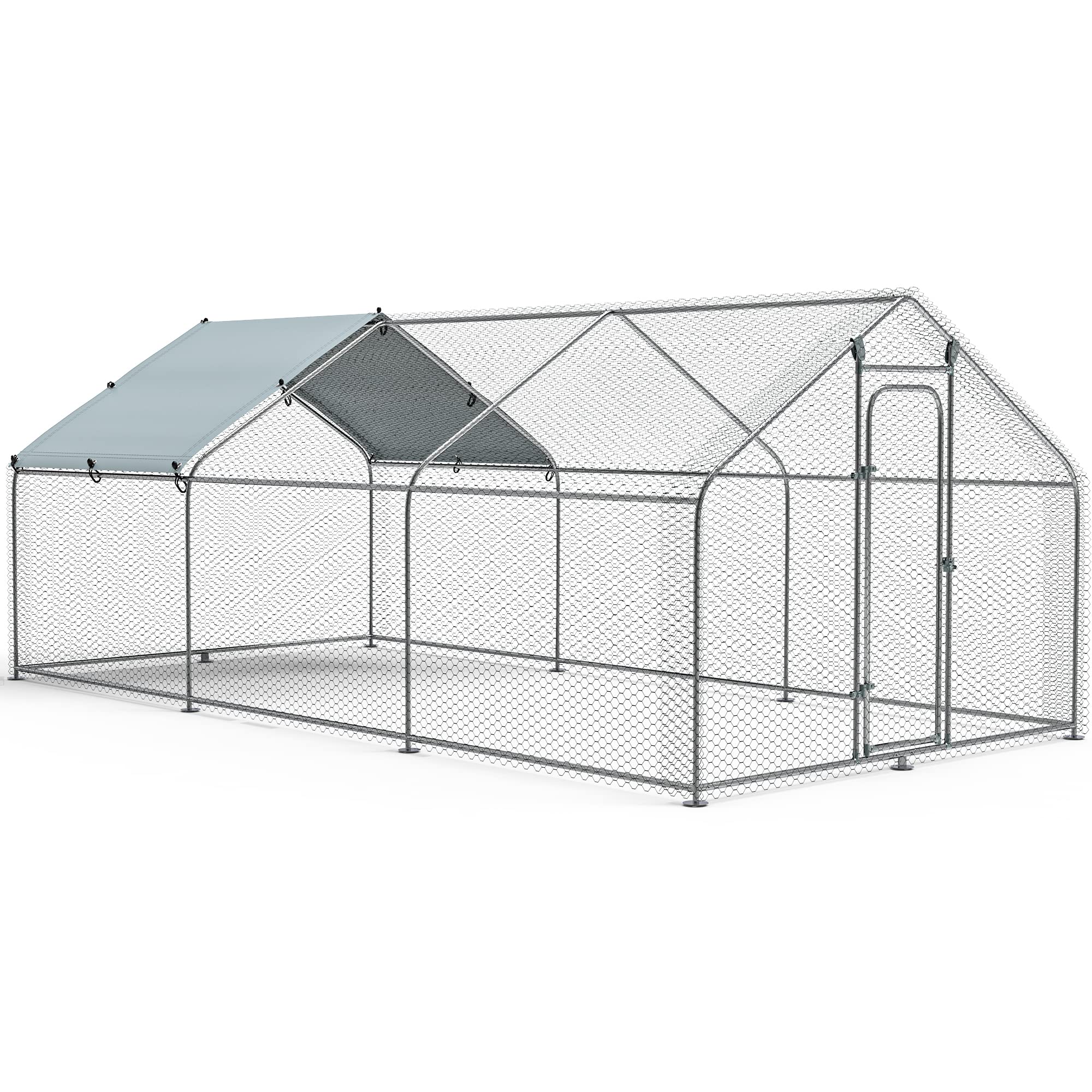 YITAHOME Large Walk-In Metal Chicken Coop - Spire Shaped Poultry Cage for Hens, Ducks & Rabbits with Waterproof Cover - Outdoor Backyard Farm Use (3 Cages) | Perfect for Free-Range Poultry, Small Animal Shelter & Garden Protection