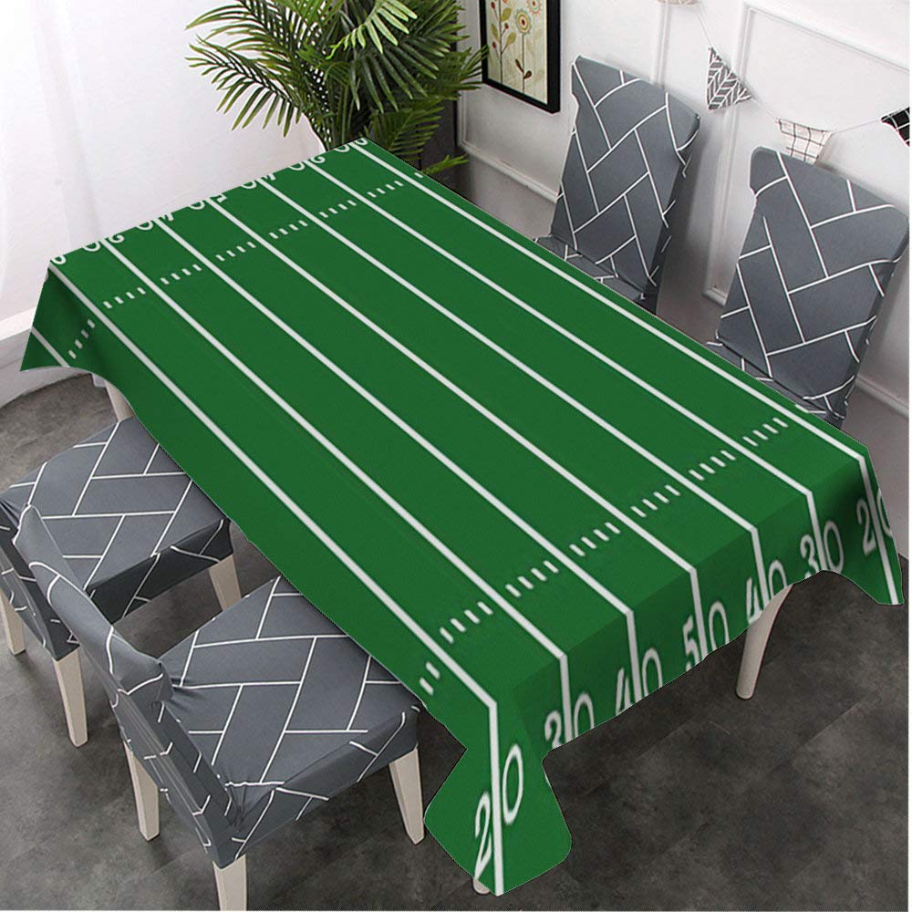 Premium Green Football Field Design Rectangular Tablecloth - 60x84 Inch Waterproof Table Cover for Dining, BBQ, Picnic, Coffee Tables - Perfect for Game Day Parties, Tailgating & Sports-Themed Decor