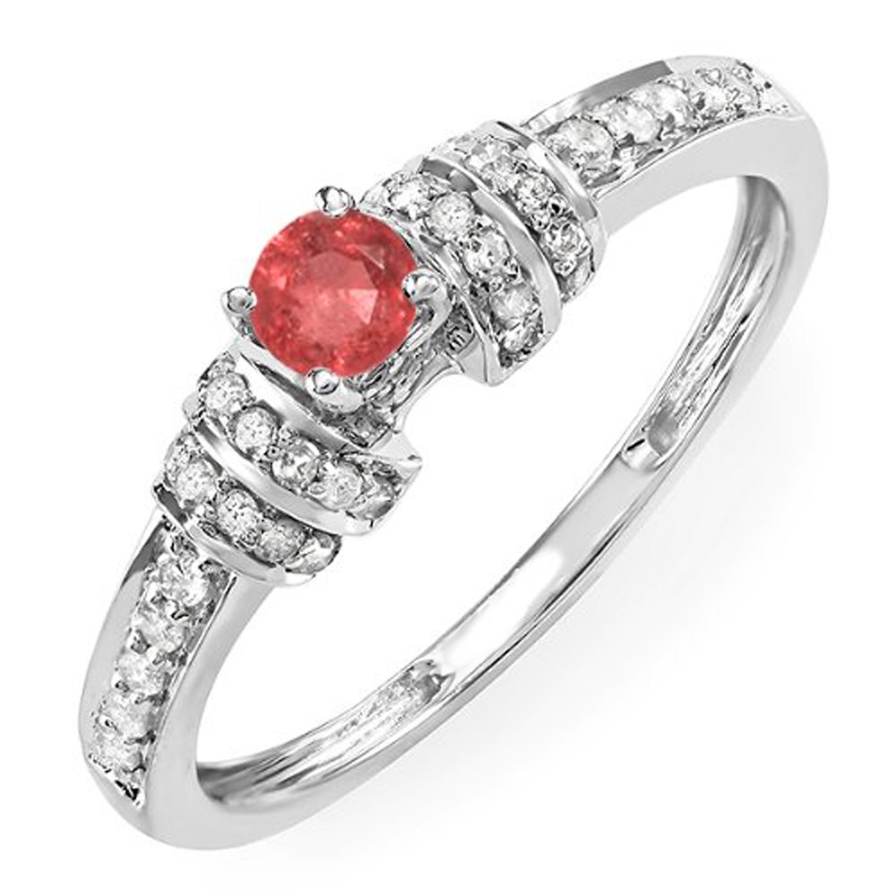 10K Solid White Gold Round Ruby & Diamond Women's Engagement Ring – Elegant Bridal Jewelry for Proposals, Weddings & Anniversaries | Dazzlingrock Collection