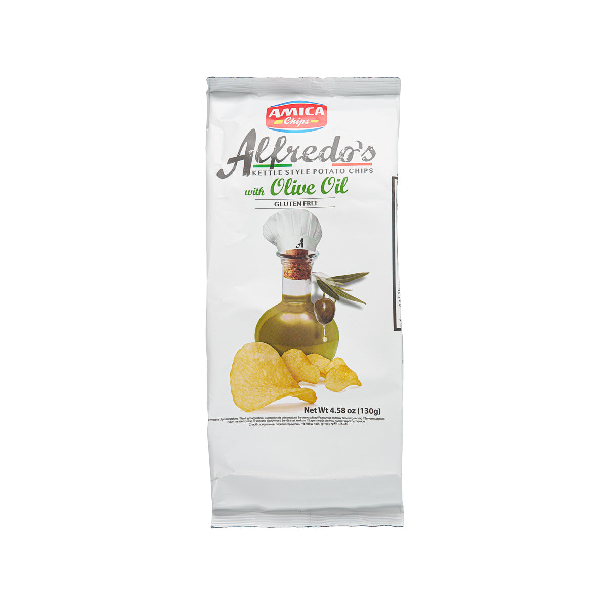 AMICA Alfredo's Premium Potato Chips with Olive Oil - 130g Bag | Gluten-Free Snack for Parties, Picnics & Movie Nights