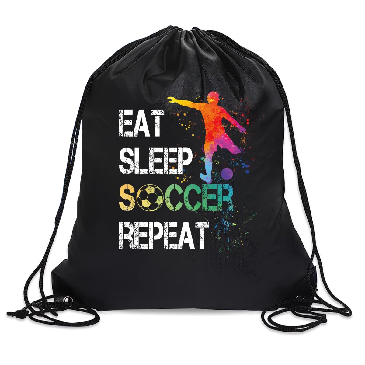 Waterproof Soccer Drawstring Backpack - Sport Sackpack for Men & Women | Perfect Gift for Soccer Lovers & Fans | Great for Training, Games, Travel & Gym | Funny Birthday & Christmas Present Idea