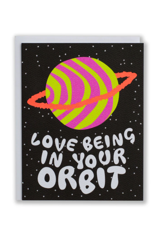 Love Being in Your Orbit Greeting Card - Romantic Space-Themed Card for Anniversaries, Valentine's Day & Long-Distance Relationships
