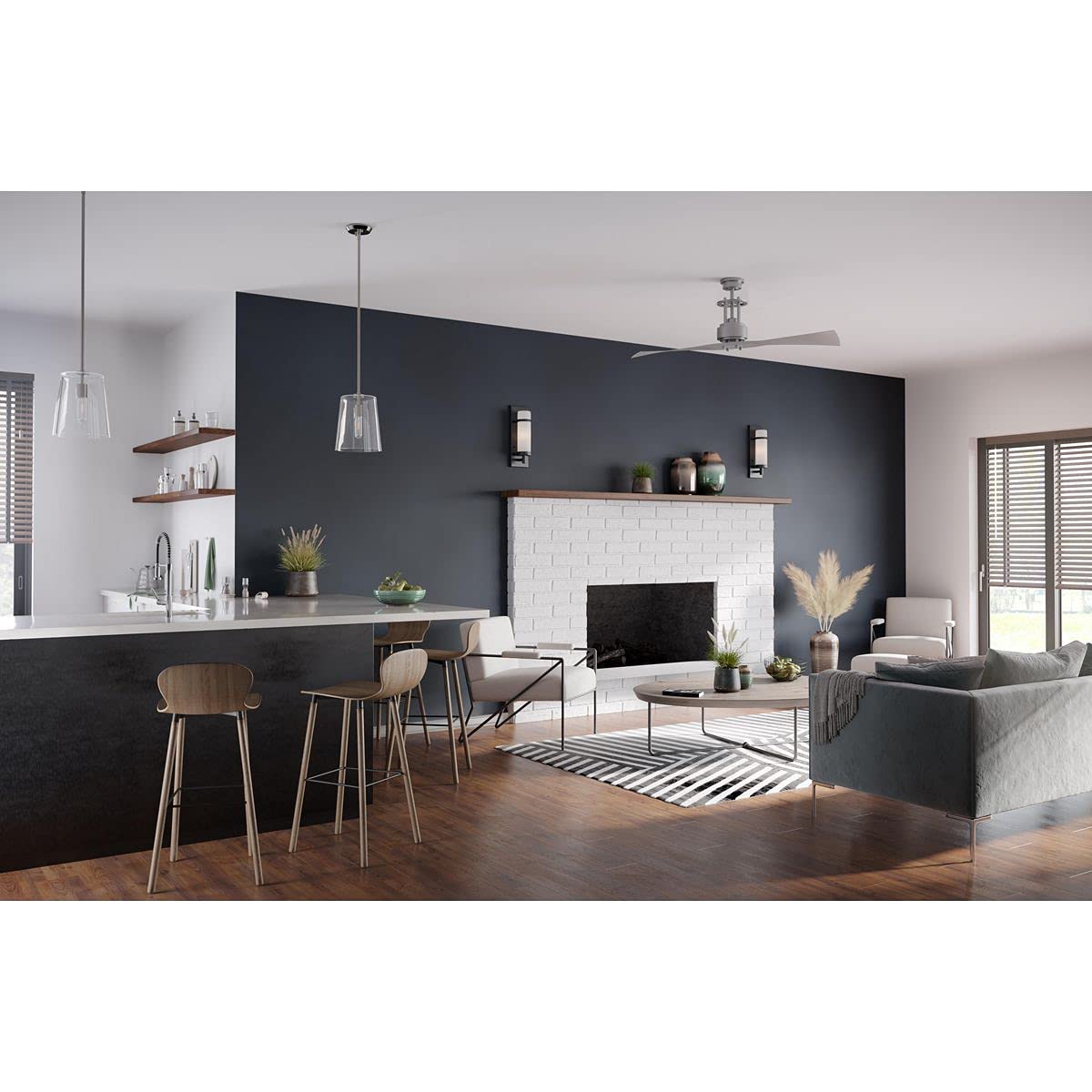 Clarion Collection 1-Light Clear Glass Coastal Pendant Light Fixture in Polished Nickel - Perfect for Kitchen Island, Dining Room, or Entryway Lighting