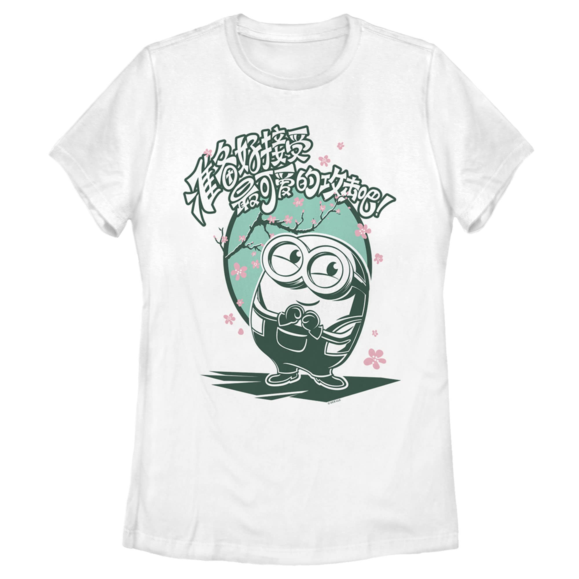 Women's Minions: The Rise of Gru Bob Cherry Blossom Graphic T-Shirt - Cute Cartoon Movie Tee for Fans, Casual Wear & Cosplay