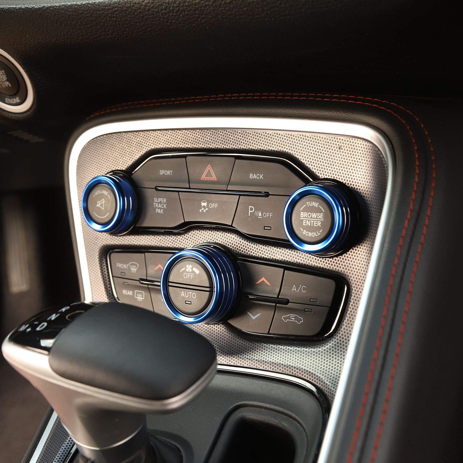 Keptrim AC Knobs - Blue Aluminum Air Conditioner Switch Button Replacement for 2015-2020 Dodge Challenger/Charger/Chrysler 300/300s & 2013-2018 Ram - 3pcs Set - Perfect for Interior Upgrade & Climate Control Enhancement