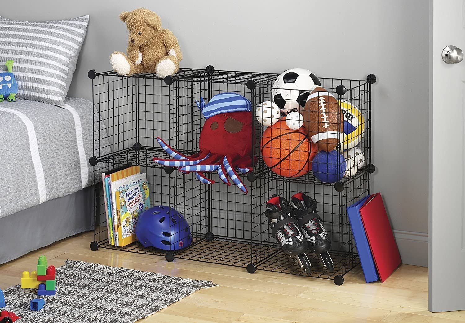 TUMUCUTE 6-Cube Wire Storage Organizer - Stackable Metal Bookshelf & Modular Closet Organizer for Bedroom, Living Room, Office - Durable Iron Shelving Unit for Home Organization & Space Saving Storage Solutions
