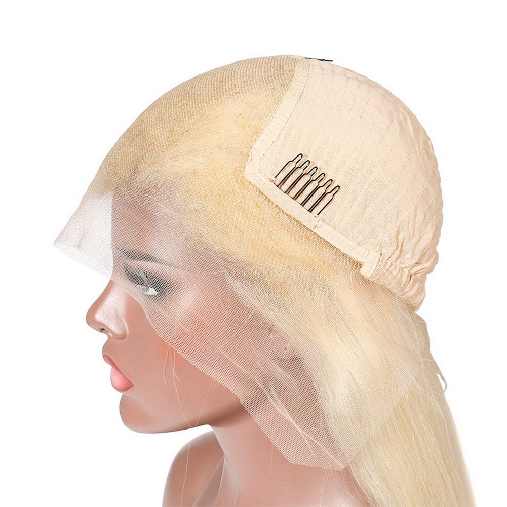 613 Blonde Straight Lace Front Human Hair Wig with Baby Hair - 180% Density 13x4 Lace Frontal Glueless Remy Hair Bleached Knots Pre Plucked - Natural Look for Black Women (10 Inches) - Perfect for Daily Wear, Cosplay, and Special Occasions