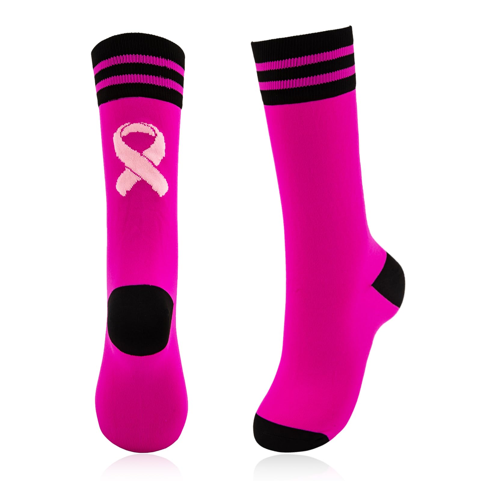 Pink Breast Cancer Awareness Football Socks for Women & Men - Supportive Sports Socks for Running, Soccer & Workouts - Thoughtful Gift for Survivors & Supporters