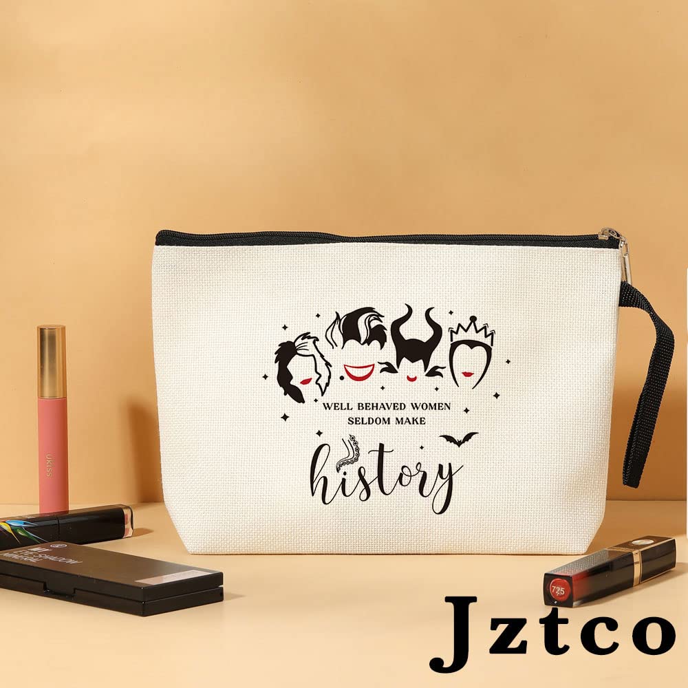 Maleficent Witch Themed Makeup Bag - Evil Queen & Villains Inspired Gift for Women, Best Friend, Her, Girls & Adults - Perfect for Witchcraft, Cosplay & Halloween - Well Behaved Women Seldom Make History