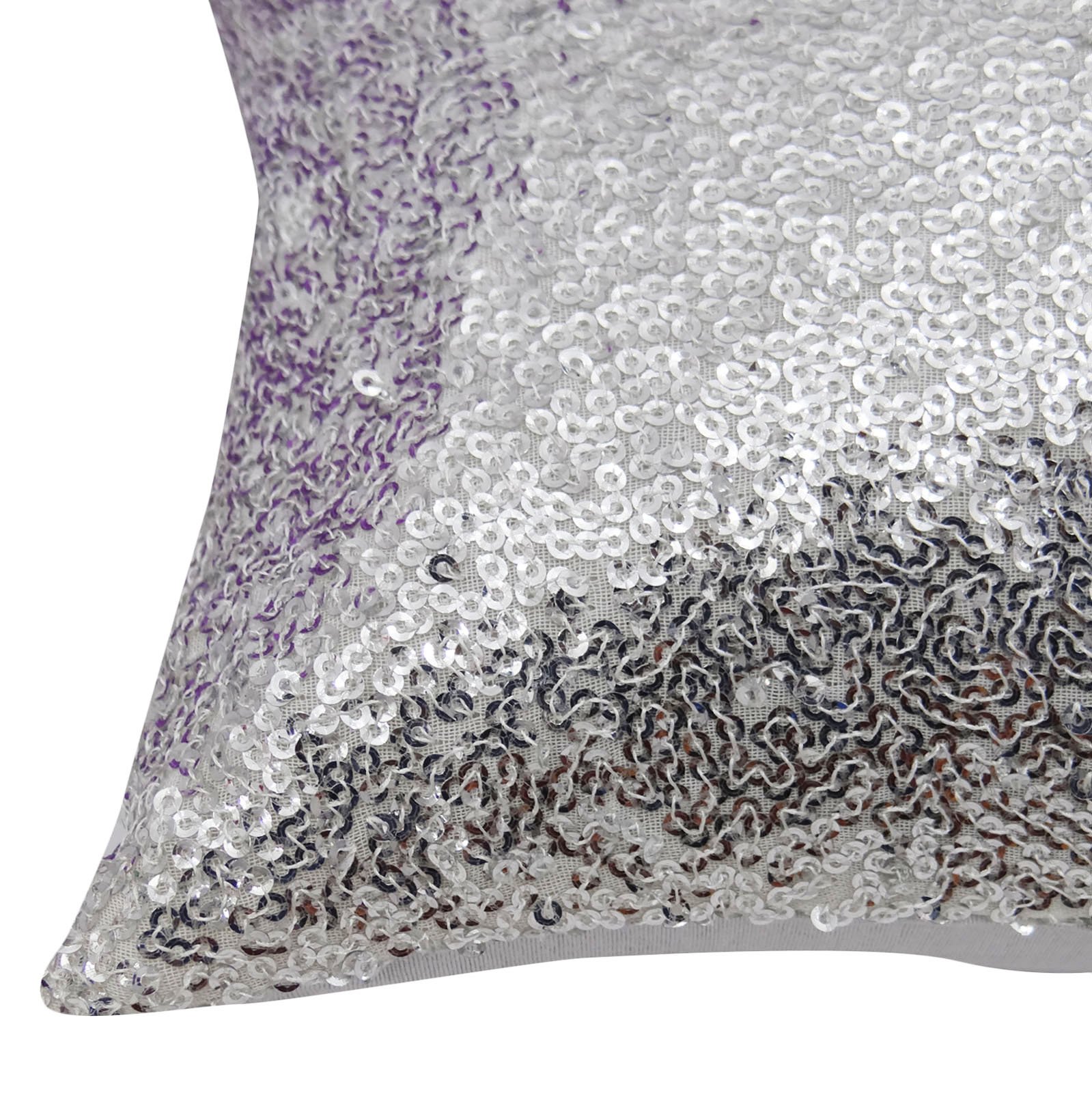 YUGA Metallic Silver Sequin Throw Pillow Cover 18x18 Inches - Glitter Cushion for Wedding Decor, Living Room, Bedroom & Lounge - Soft & Stylish Home Accent