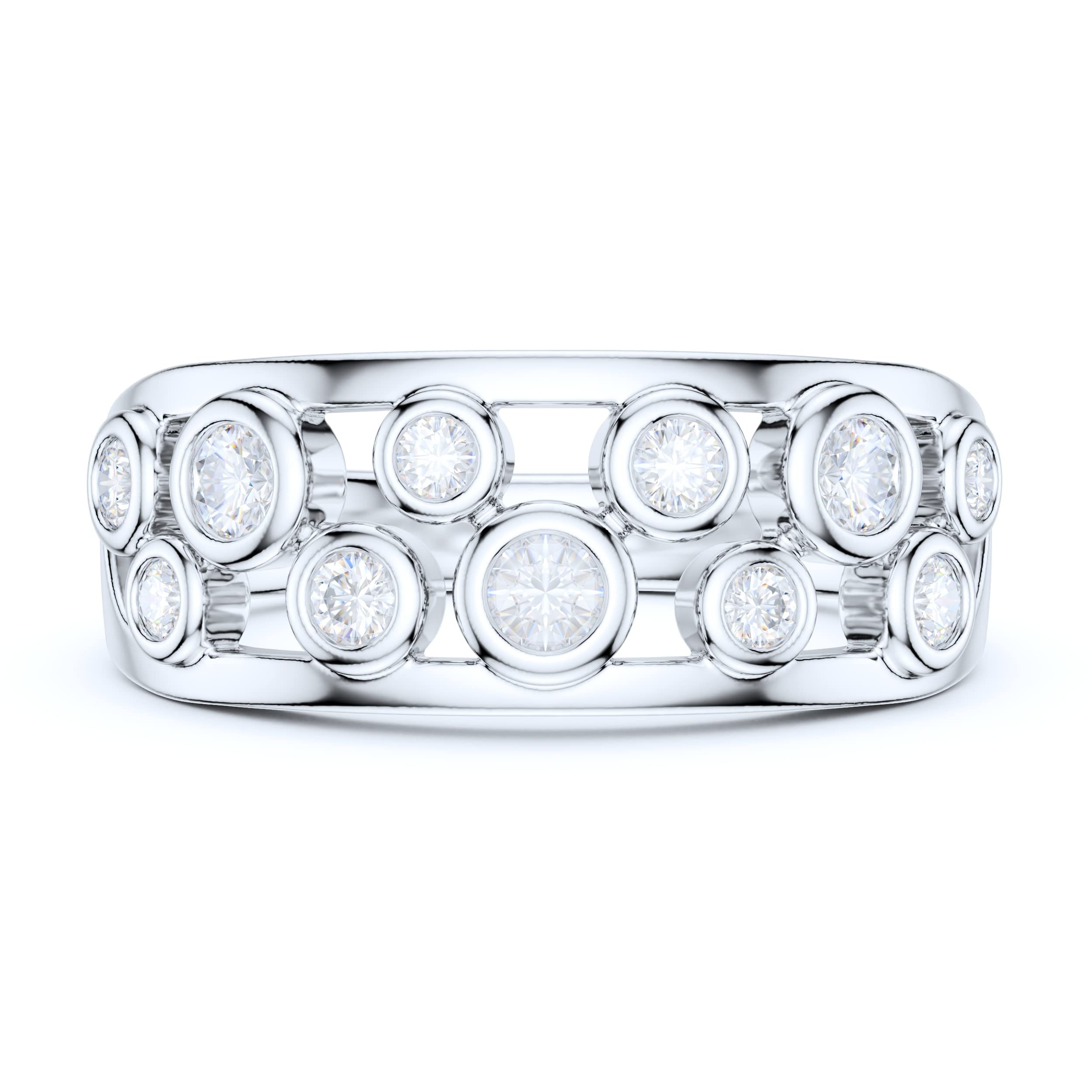 Sterling Silver Split Shank Bubble Ring with Simulated Diamond or Genuine Moissanite - Elegant Wedding Band for Women, Perfect for Engagement, Anniversary & Special Occasions