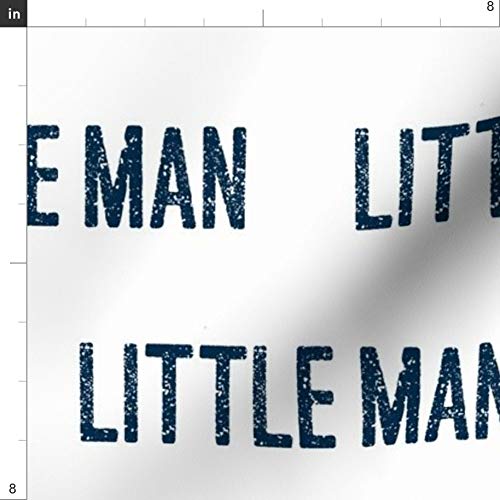 Little Man Navy White Nursery Typography Printed Denim Fabric by The Yard - Bottomweight Cotton Fabric for Apparel, Home Decor & Upholstery - Perfect for Baby Clothes, Curtains & DIY Craft Projects