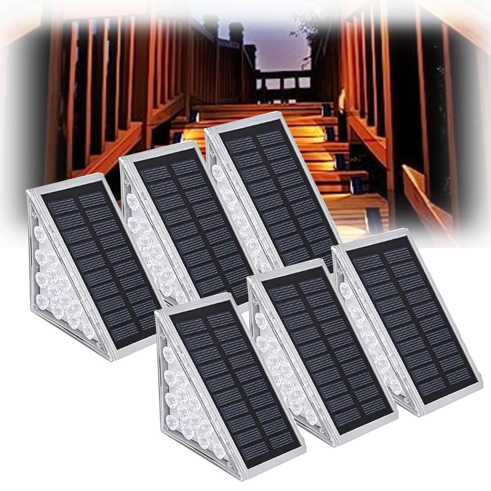 Solar Step Lights - 6pcs Waterproof LED for Outdoor Stairs & Pathways