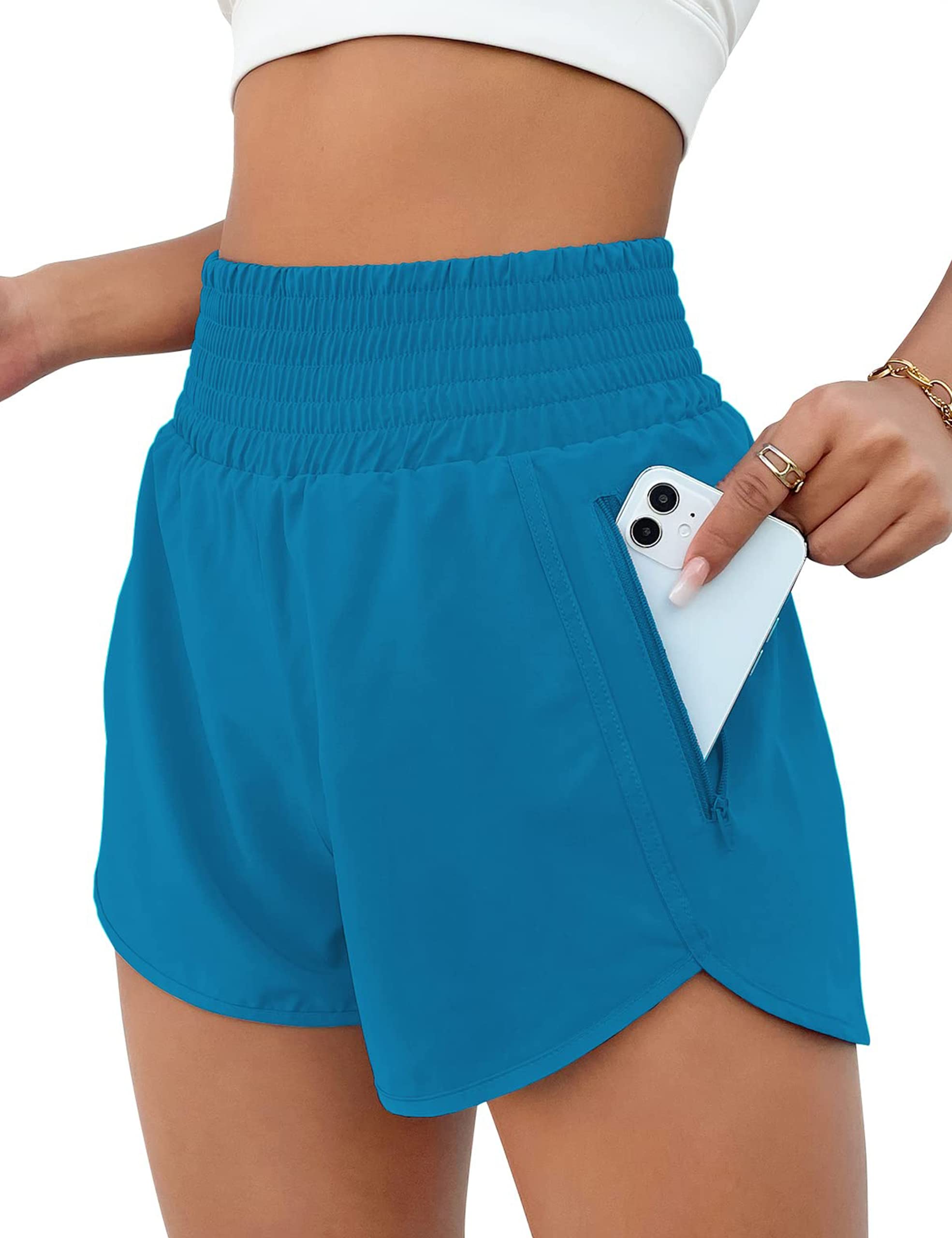 BMJL Women's High Waisted Athletic Shorts with Pockets - Workout, Gym, Running & Yoga Shorts for Women - Perfect for Sports, Fitness & Casual Wear