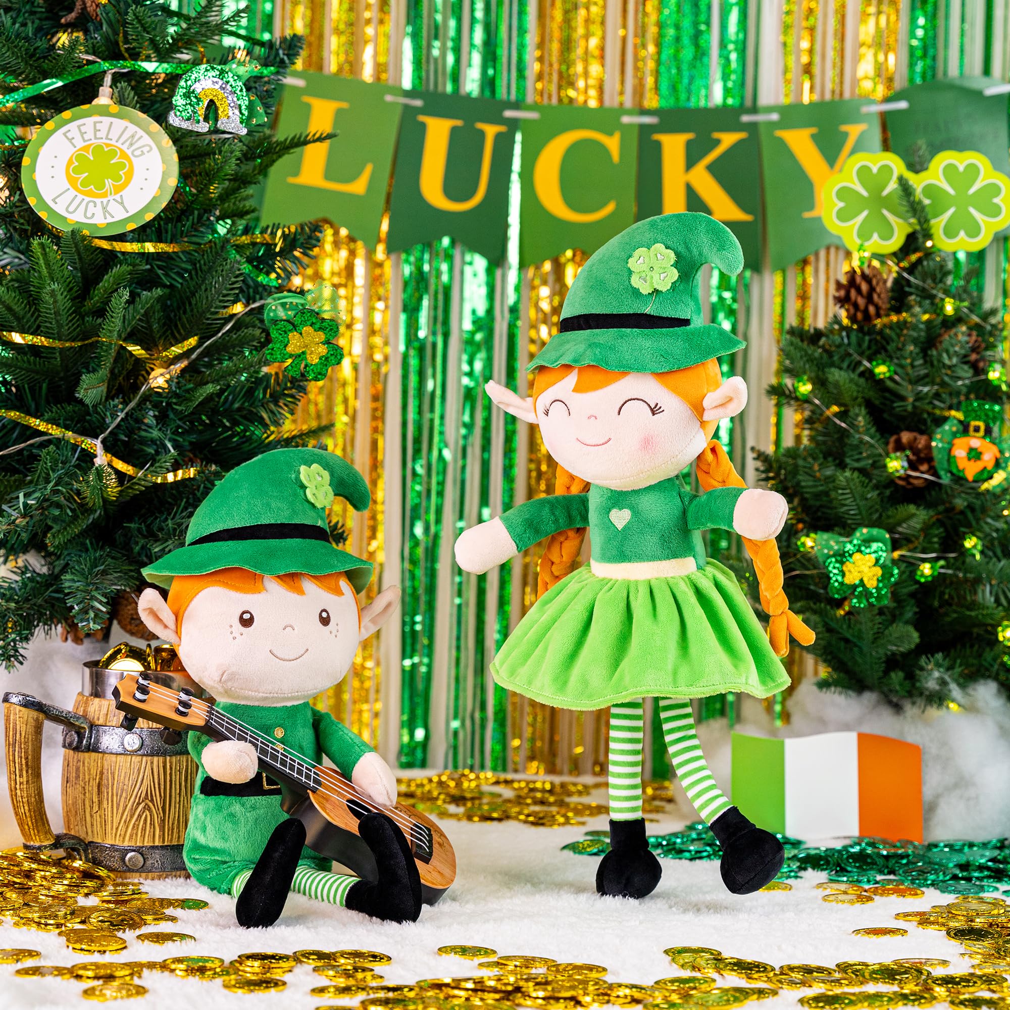 Custom St Patrick's Plush Doll with Name - Personalized Irish Gift for Girls | Birthday & Party Favors