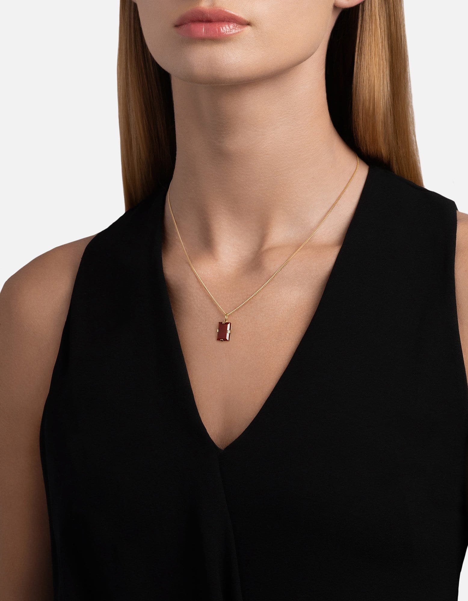 Lennox Red Agate Necklace - 18K Gold Vermeil Pendant for Women | Elegant Jewelry Gift for Birthday, Anniversary & Special Occasions | Perfect for Parties, Weddings & Everyday Wear