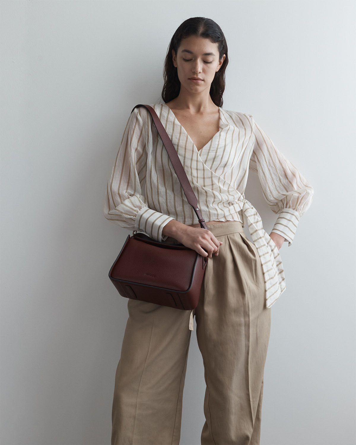 Clementine Bag: Burgundy Pebbled Leather Crossbody Purse for Women - Perfect for Work, Travel & Everyday Use