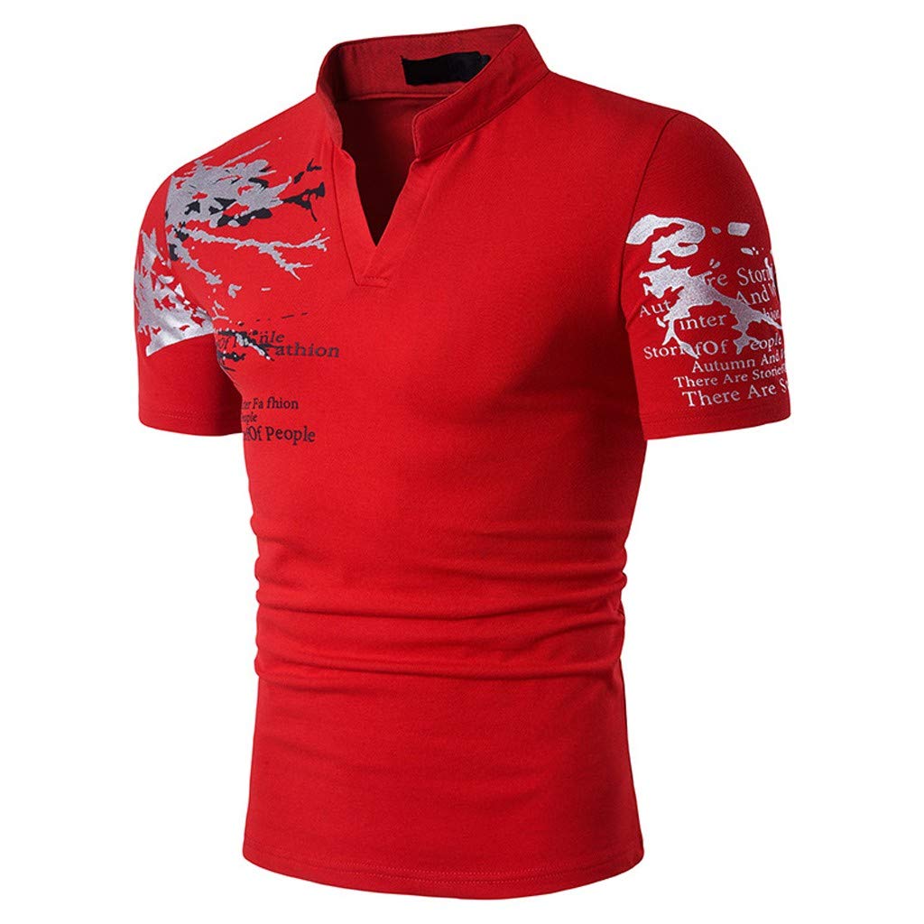 Men's Slim Fit V-Neck Short Sleeve Graphic T-Shirts - Vintage Stylish Casual Summer Tees for Everyday Wear, Dating & Outdoor Activities