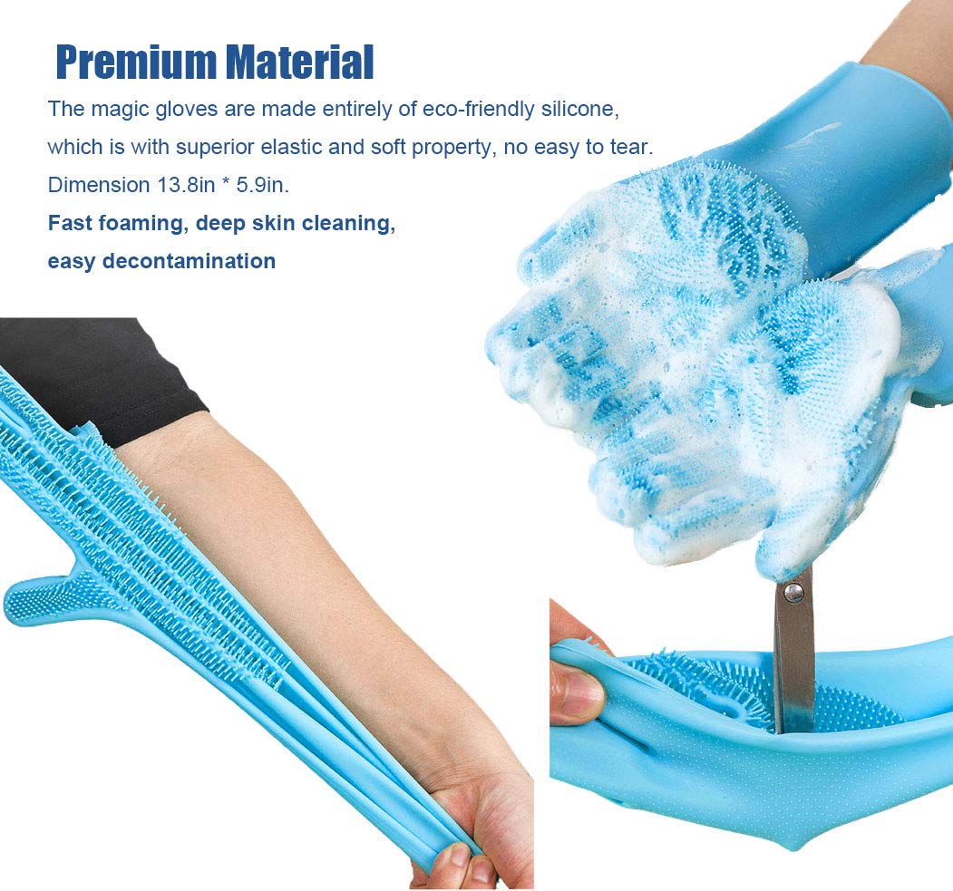 3-in-1 Pet Grooming Gloves for Dogs & Cats - Bathing Brush, Hair Remover & Nail Clippers - Gentle Massage & Deshedding Gloves for Bath Time & Shedding Season - Perfect for Home Pet Care & Professional Groomers