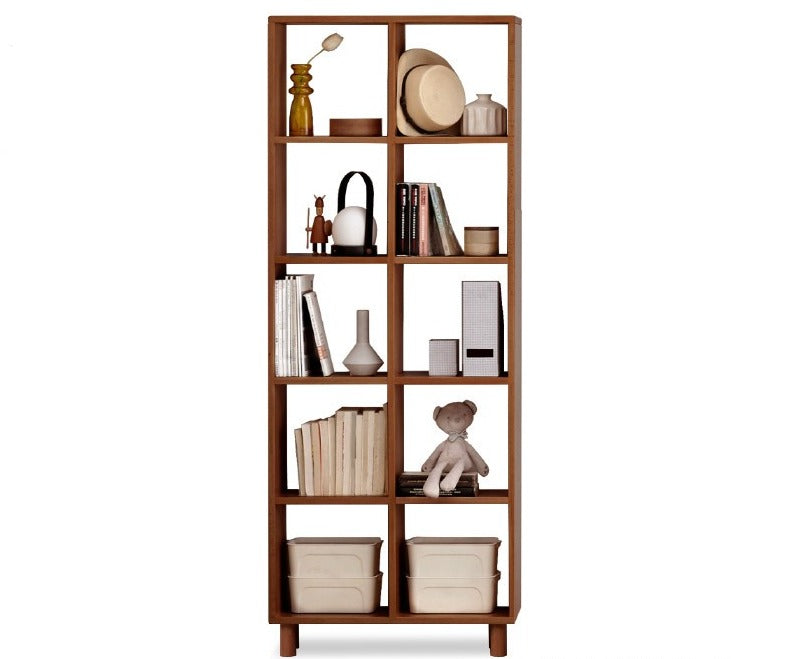 Solid Wood Bookshelf - Beech & Oak Bookcase with Free Combination - Perfect for Home Office, Living Room, and Library Storage