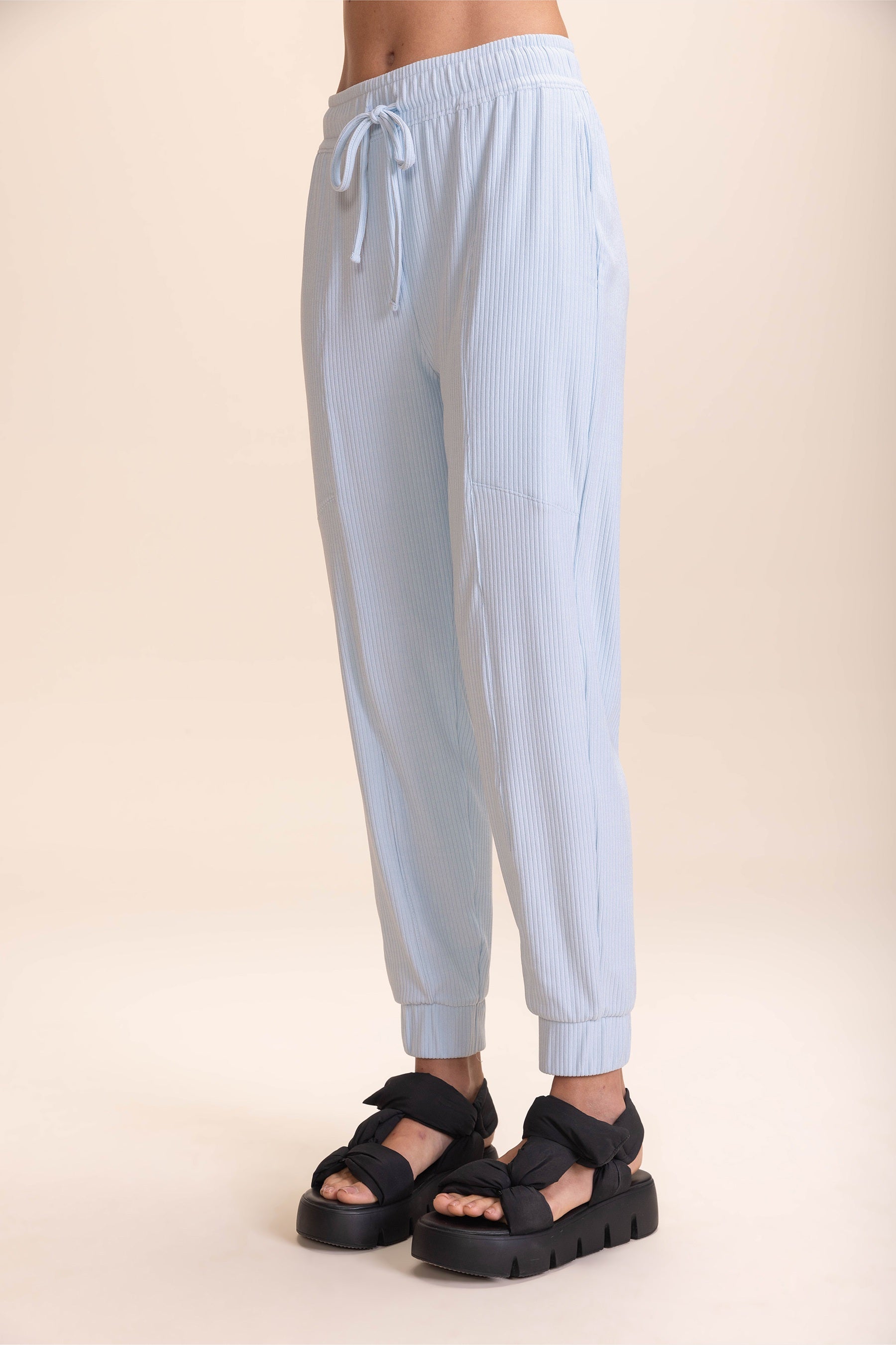 Soft Ribbed Plush Pants for Women - Cozy Fleece Lounge Pants with Elastic Waistband - Perfect for Winter, Home Relaxing & Casual Outfits