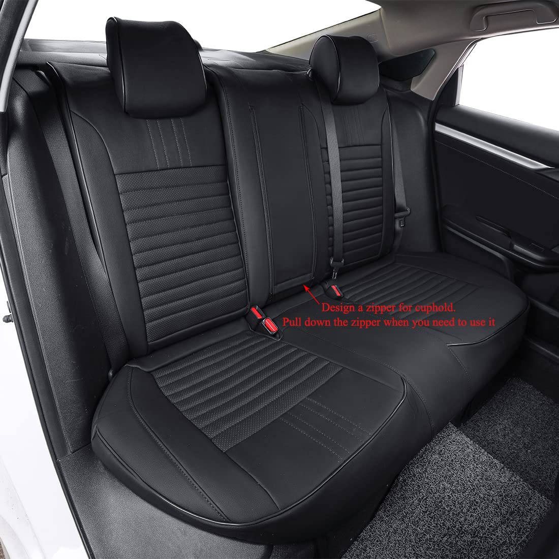 Premium Custom Fit Honda Civic Seat Covers Full Set - Waterproof Leather Car Seat Protectors for 2022-2025 Civic Sedan/Sport/LX Models (Black) | Perfect for Daily Commuting, Road Trips & Interior Protection