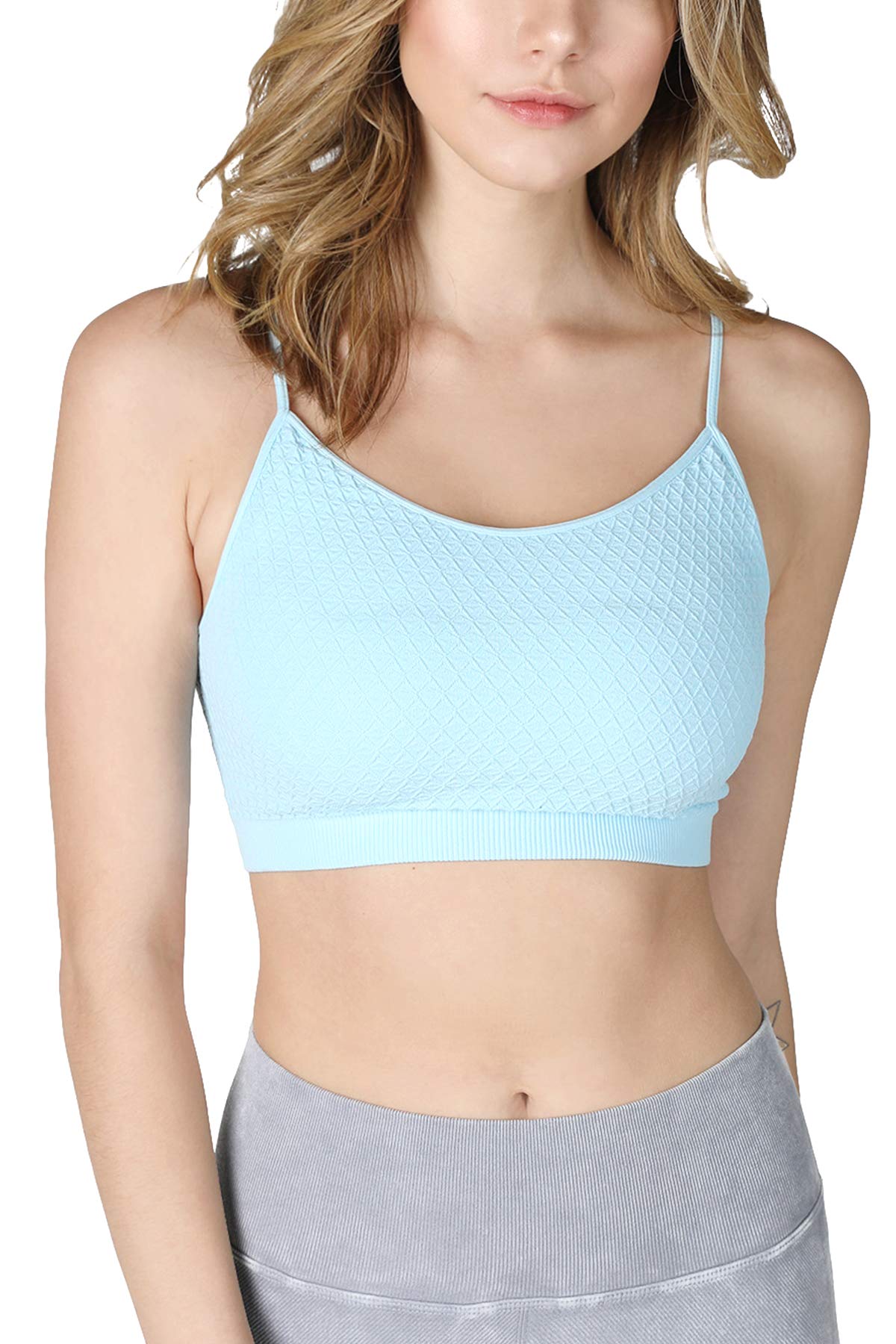 NIKIBIKI Women's Seamless Iced Waffle Bralette - Comfortable Wireless Bra, Made in USA, One Size Fits Most - Perfect for Yoga, Lounge & Everyday Wear