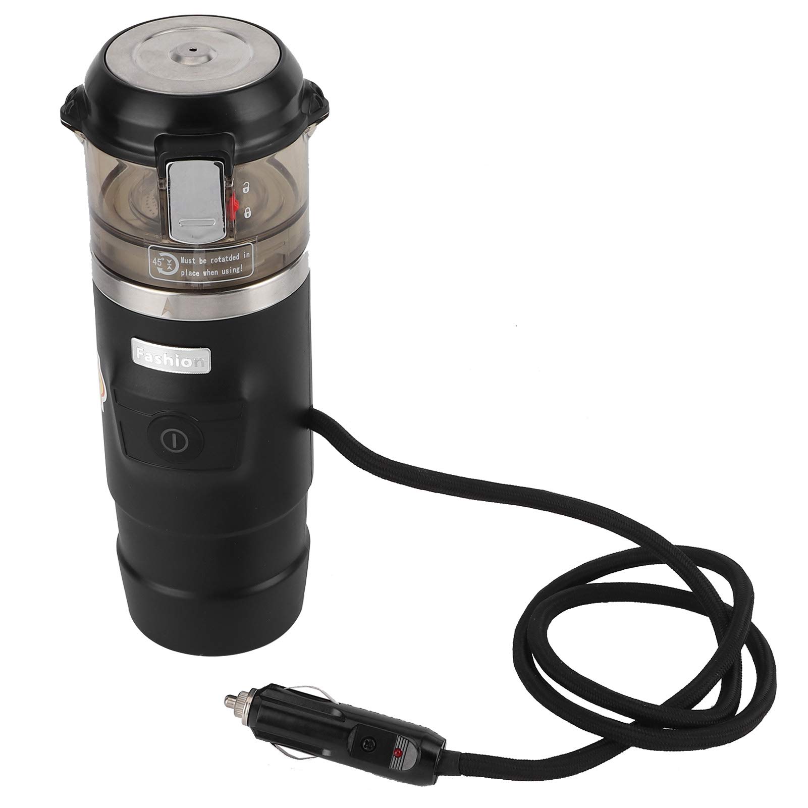 12V Portable Car Coffee Maker - 65ML Electric Espresso Machine with Auto Shutoff & Boil Dry Protection | Perfect for Travel, Camping & Road Trips | Compact Black Design with Cigarette Lighter Power Supply