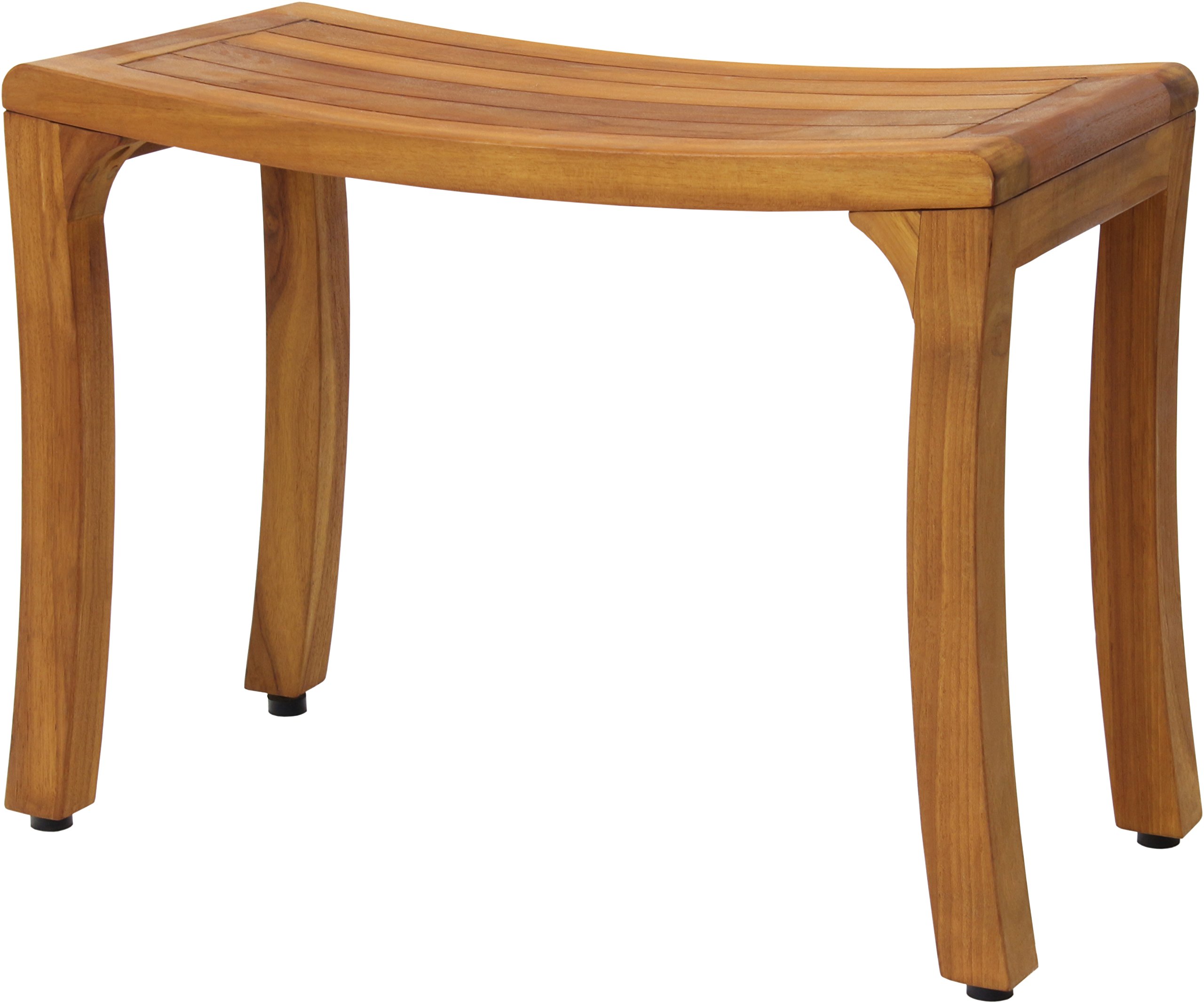 AquaTeak Asia Curve Teak Shower Bench 24 Inch - Premium Brown Teak Wood Bath Seat for Elderly & Disabled - Non-Slip Shower Stool for Bathroom Safety & Comfort - Perfect for Spa, Bathing, and Relaxation